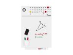 Whiteboard Rocada Skinclock 55x75cm wit gelakt met klok en  kalender inclusief pennegoot