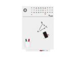 Whiteboard Rocada Skinclock 55x75cm wit gelakt met klok en  kalender inclusief pennegoot