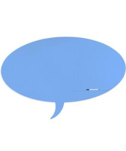 2 cm. Kleur bord blauw gelakt staal (RAL630) in spraakwolk vorm. Eenvoudige wandmontage. Er is niet meer dan één persoon nodig om het bord te installeren