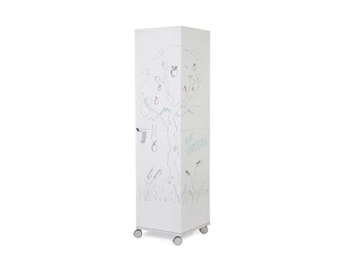 Whiteboard Rocada Skincube 55x55x200cm mobiel wit met 4     zijden