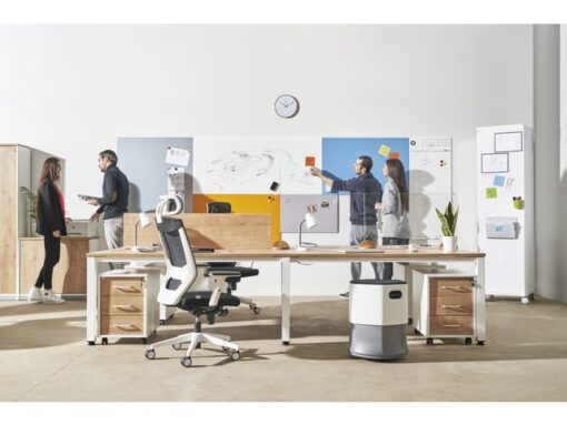 Whiteboard Rocada Skincube 55x55x200cm mobiel wit met 4     zijden
