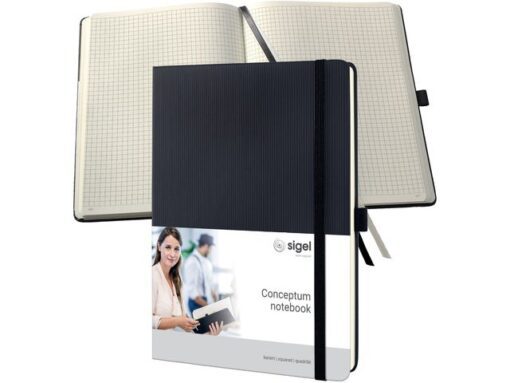 Sigel Notitieboek Conceptum Pure tablet maat zwart 5mm ruit       hardcover. Genummerde pagina's, inhoudsopgave, sluiting