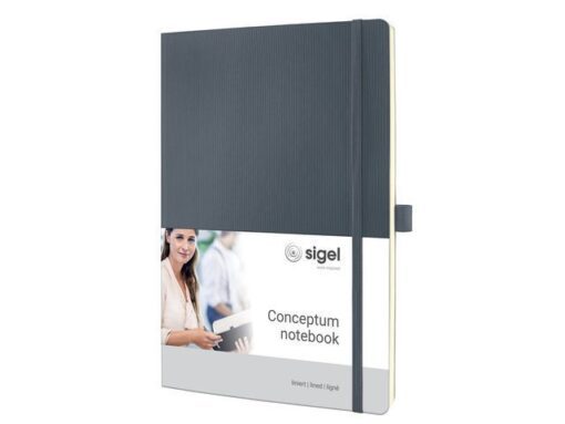 Sigel Notitieboek Conceptum Pure A4 donkergrijs gelinieerd        softcover. Genummerde pagina's, inhoudsopgave, sluiting