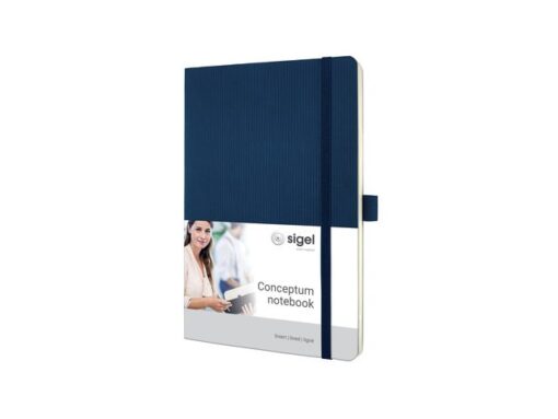 Sigel Notitieboek Conceptum Pure A5 blauw gelinieerd softcover.   Genummerde pagina's, inhoudsopgave, sluiting d.m.v.