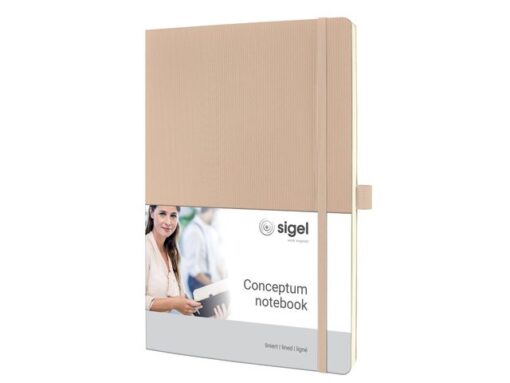 Sigel Notitieboek Conceptum A4 Beige gelinieerd softcover.        Genummerde pagina's, inhoudsopgave, sluiting d.m.v.