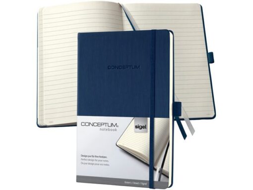 Sigel Notitieboek Conceptum Pure A5 donkerblauw gelinieerd        hardcover. Genummerde pagina's, inhoudsopgave, sluiting