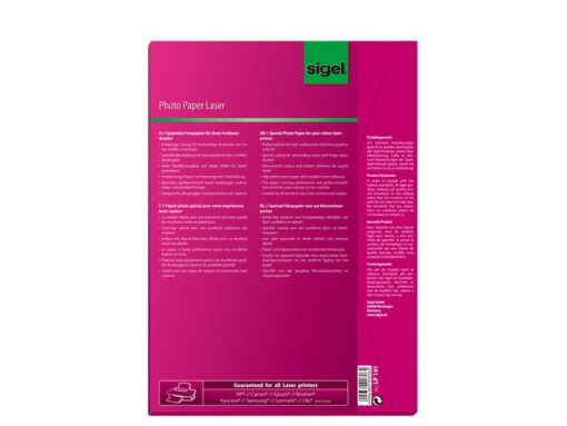Fotopapier Sigel kleurenlaser A4 hoogwit glans 135g 100 vel