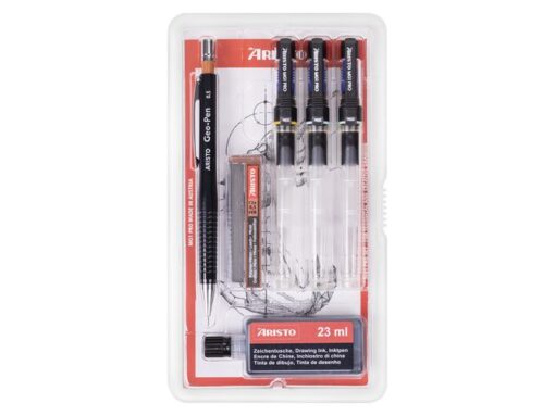 Tekenpen PRO Aristo College-set 6-delig 0.10-0.20-0.30mm    tekenpennen, Geo-pen 0.5mm, tekeninkt 23ml zwart,