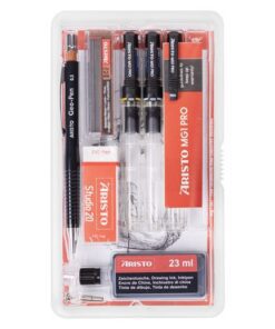 Tekenpen PRO Aristo Studio-set 8-delig 0.10-0.30-0.50mm     tekenpennen, Geo-pen 0.5mm, teken inkt 23ml zwart, gum