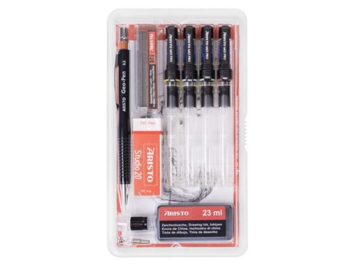 Tekenpen PRO Aristo Studio-set 9-delig                      0.13-0.40-0.60-0.80mm tekenpen,Geo-pen 0.5mm, teken inkt