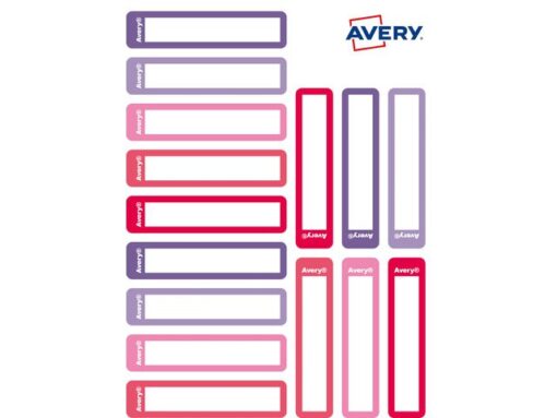 Naam etiket mini Avery 30stuks assorti rood Family
