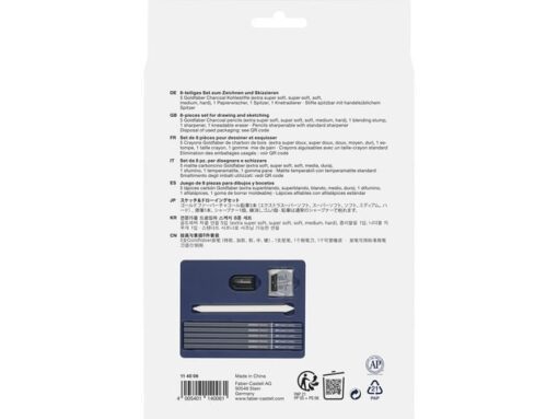 Faber Castell Houtskoolset Faber-Castell 8-delig: 5 houtskoolpotloden     (extra super zacht, superzacht, zacht, medium en hard) 1
