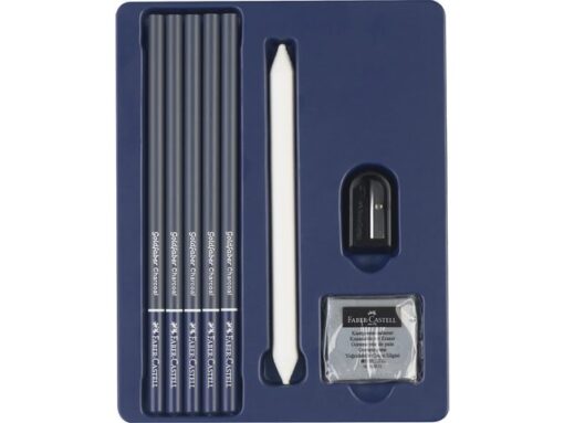 Faber Castell Houtskoolset Faber-Castell 8-delig: 5 houtskoolpotloden     (extra super zacht, superzacht, zacht, medium en hard) 1
