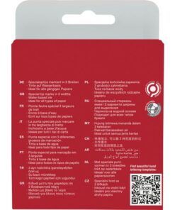 De tekstmarker 1546 garandeert vlekvrije markering op alle standaard papiersoorten. De duurzame speciale tip markeert in drie lijndiktes voor uitstekende resultaten. Een duidelijk signaal ten behoeve van het milieu: inkt op waterbasis - gemakkelijk na te vullen met de 1549 automatische vulling station. Ideaal voor alle normale en speciale papiersoorten bij normaal gebruik. Etui met 4 assorti pastelkleuren
