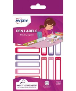 Naam etiket mini Avery 30stuks assorti rood Family