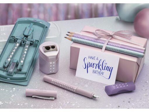 Faber Castell Gum Faber-Castell RollOn Sparkle display 20 stuks assorti kleur: rose,violet en ocean metallic