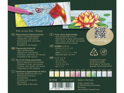 Faber Castell Tekenstift Faber-Castell Pitt Artist Pen Brush set 12 stuks pastel