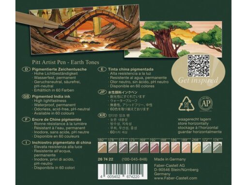 Faber Castell Tekenstift Faber-Castell Pitt Artist Pen Brush set 12 stuks Earth Tones