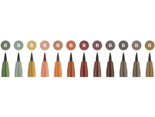 Faber Castell Tekenstift Faber-Castell Pitt Artist Pen Brush set 12 stuks Earth Tones