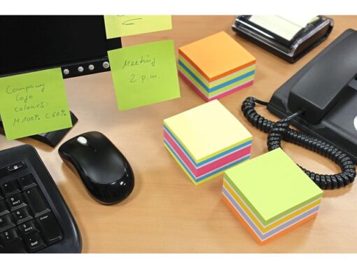Info Notes 75x75mm assorti felle kleuren blok a 450 vel