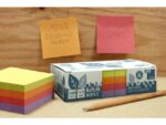 Info notes 75x75mm, 2 x 400 blaadjes, 4 kleuren, blauwe engel.