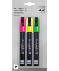 Krijtstift Sigel set 3kleuren; roze, groen en geel wig punt 1-5 mm
