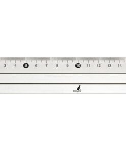 Aluminium Kangaro liniaal van 17 cm met nauwkeurige mm schaal en geïntegreerde rubberen strip aan de onderkant om glijden te voorkomen. Deze Kangaro liniaal is geschikt voor tekenen. Met handig ophanggat.