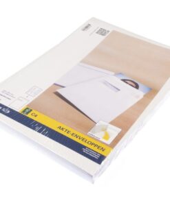 een lijmlaag die met een papieren strook is afgedekt. Na het verwijderen van de strook en het aandrukken van de klep is de envelop permanent gesloten. Formaat 229x324mm
