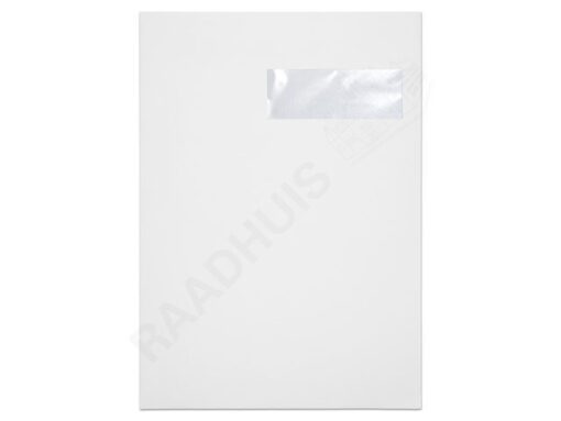 Akte envelop met venster Raadhuis 229x324mm C4 wit met      plakstrip doos a 250 stuks