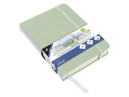 Kangaro KTC Schetsboek Kangaro A6 mint PU hardcover 80 blad 140 grams   roomwit papier met elastiek en lint