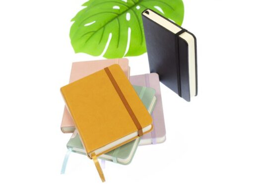 Kangaro KTC Schetsboek Kangaro A6 mint PU hardcover 80 blad 140 grams   roomwit papier met elastiek en lint