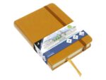 Kangaro KTC Schetsboek Kangaro A6 okergeel PU hardcover 80 blad 140     grams roomwit papier met elastiek en lint