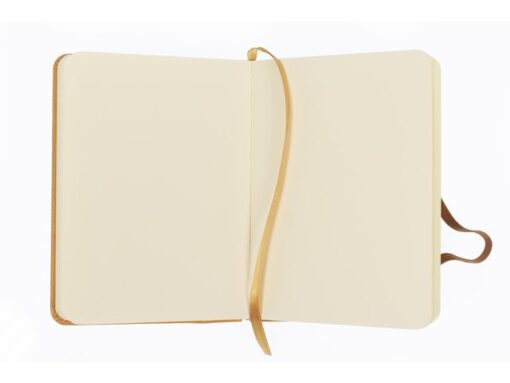 Kangaro KTC Schetsboek Kangaro A6 okergeel PU hardcover 80 blad 140     grams roomwit papier met elastiek en lint