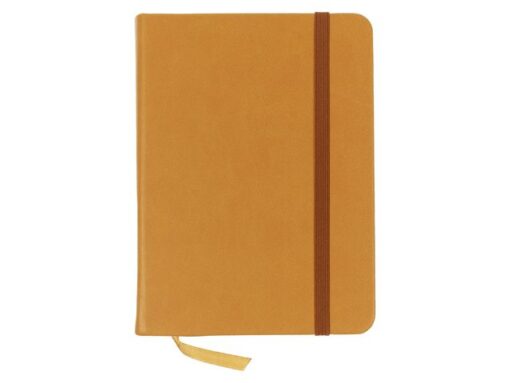 Kangaro KTC Schetsboek Kangaro A6 okergeel PU hardcover 80 blad 140     grams roomwit papier met elastiek en lint