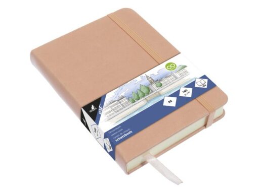 Kangaro KTC Schetsboek Kangaro A6 oud roze PU hardcover 80 blad 140     grams roomwit papier met elastiek en lint