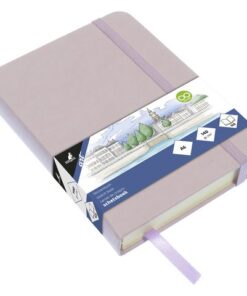 Kangaro KTC Schetsboek Kangaro A6 violet PU hardcover 80 blad 140 grams roomwit papier met elastiek en lint