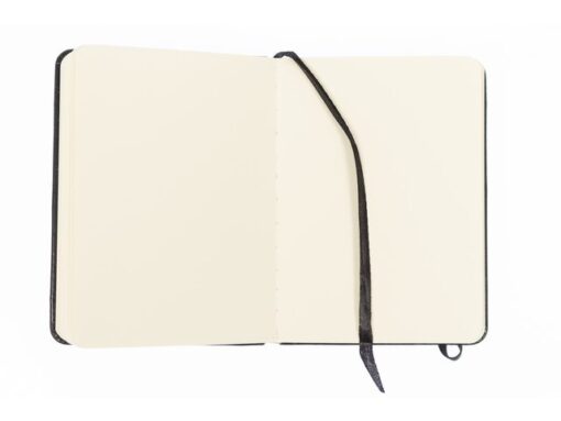 Kangaro KTC Schetsboek Kangaro A6 zwart PU hardcover 80 blad 140 grams  roomwit papier met elastiek en lint