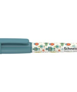 koningsblauw en oplosbaar. De vulpen is voor beginners zonder iridium punt. Geschikt voor rechts- als linkshandigen. Penpunt: M. Kleur: blauw/cool robots