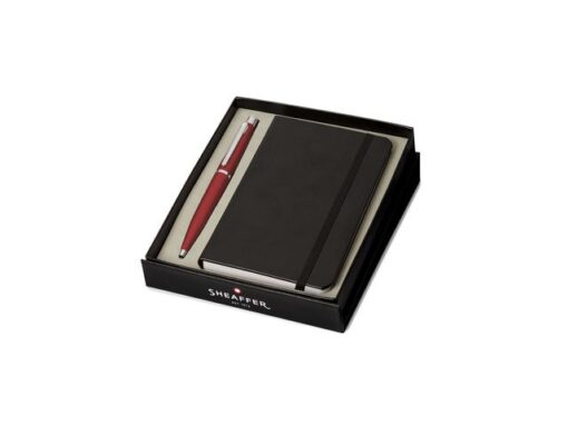 Balpen Giftset SHEAFFER VFM G9403 excessive red chrome      plated F met A6 notebook