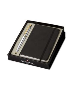 Balpen Giftset SHEAFFER VFM G9422 polished chrome gold      plated met A6 notebook