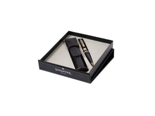 Balpen Giftset Sheaffer 300 Balpen Giftset SHEAFFER 300     G9325 Bright chrome gold tone met lederen penetui