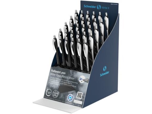 Balpen Schneider Slider Rave XB zwart en wit/zwart display  incl. A3 poster