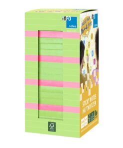 Info Notes 75x75mm voordeelpak 20x 80 briljant groen 4x 80  briljant roze