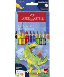 Kleurpotlood Faber-Castell Jumbo Grip Dino 8 colourgrip + 2 metallic grip incl. dino stickers in  karton etui