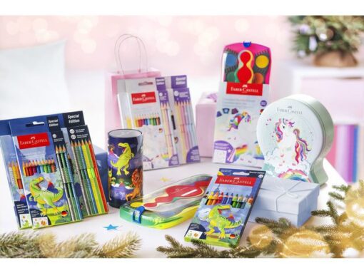 Kleurpotlood Faber-Castell Jumbo Grip Dino 8 colourgrip + 2 metallic grip incl. dino stickers in  karton etui