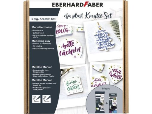 Kreatieve set Eberhard Faber Plast met 1x Eberhard Faber    plast klei wit 500gr.en 6 metallic markers