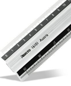 Zilverkleurig geanodiseerd aluminium liniaal met antislip rubberen inzet aan de onderkant om glijden te voorkomen. Schaalverdeling 100 cm / 39 inch. Aan beide zijden facet geslepen om het vegen van de lijnen te voorkomen. Plasticvrij verpakt in beschermende kartonnen hoes.