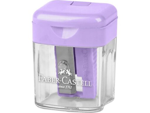 Puntenslijper Faber-Castell mini assorti display 24 stuks   6x blauw,6x roze, 6x paars, 6x turquoise