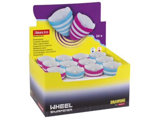 Puntenslijper WHEEL Aristo Display 24 stuks blauw en roze