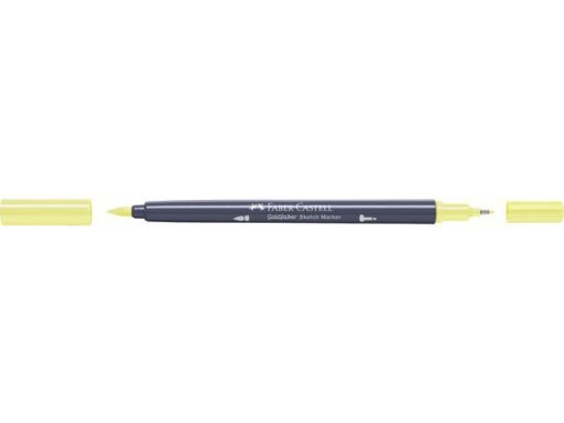 Sketchmarker op alcoholbasis. Marker is voorzien van twee punten: een zachte, flexibele penseelpunt voor grote vlakken en variabele lijndiktes en een finelinerpunt met metalen behuizing (0,6mm) voor contouren en details. Inkt is veegvast, waterbestendig en droogt snel. Hoge dekking door herhaaldelijk aanbrengen van de kleuren en streeploos te blenden. De doppen en de houder zijn gemaakt van 100% gerecycled materiaal en kunnen kleurvariaties vertonen door de productie. Kleur 104 light yellow glaze.